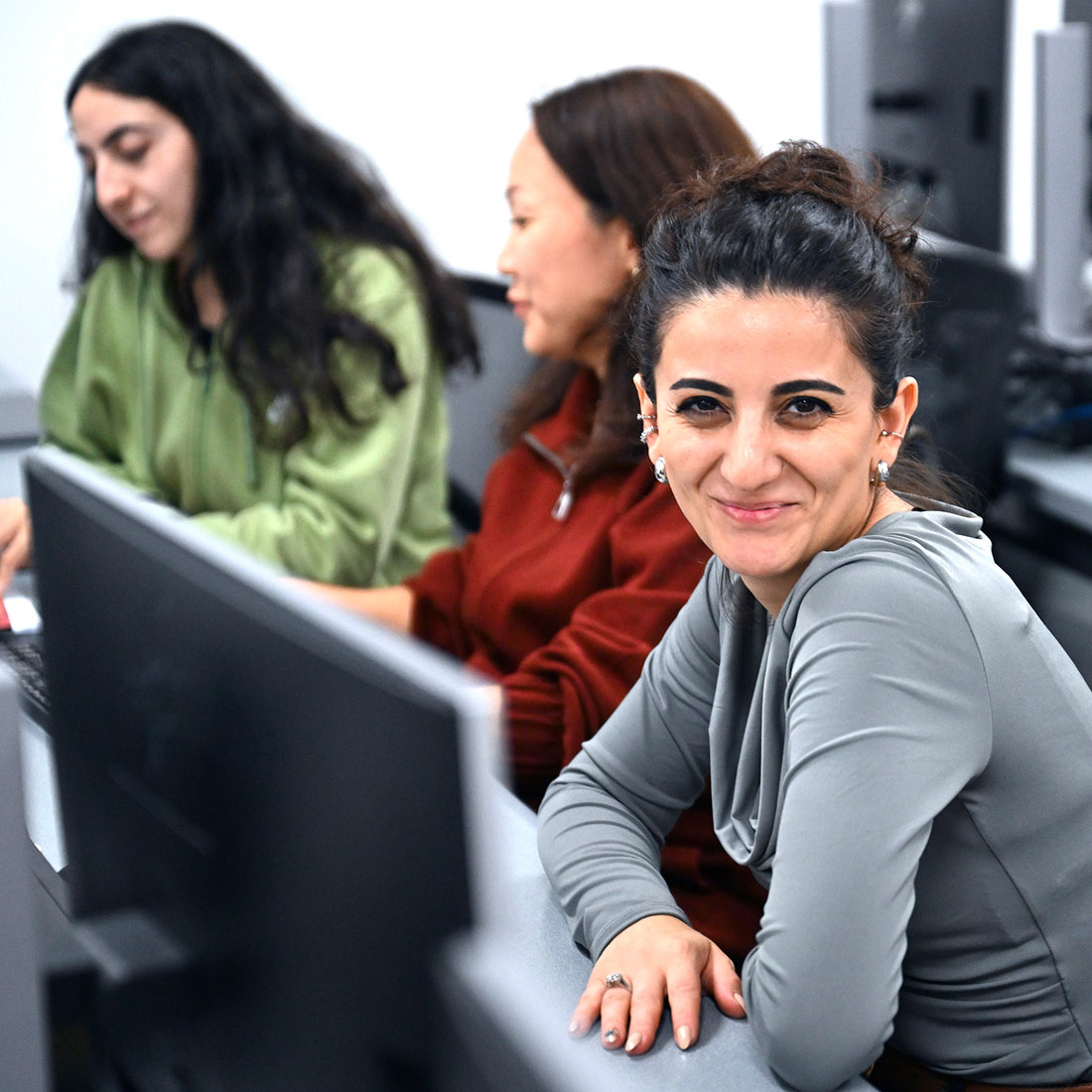 Student smiling during class