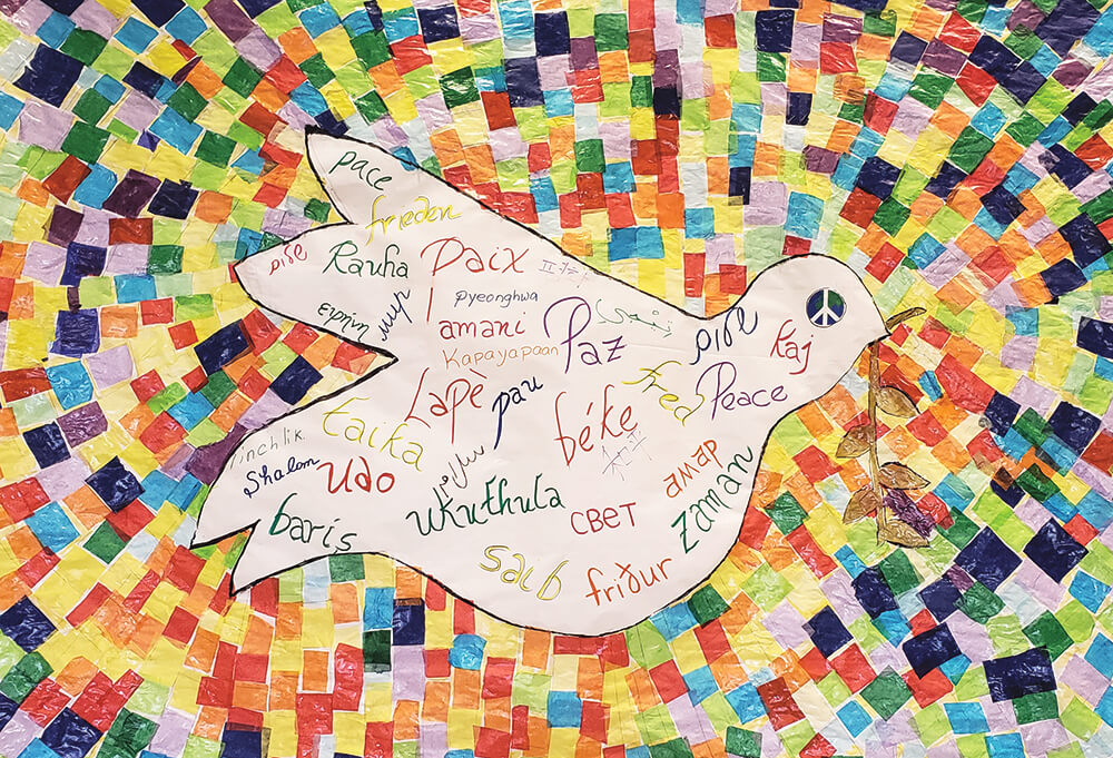 Completed art project, centered around peace, created by Touro staff, faculty and students.